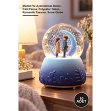 Yenilig 10 Adet Sevimli Çift Temalı Işıklı Kar Küresi – Müzikli ve Aydınlatmalı Dekor, Cam Fanus, Polyester Taban, Romantik Tasarım, Snow Globe