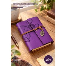 Yenilig 2 Adet Yaprak Desenli Deri Defter – Eskitme Suni Deri Kapak, Yaprak Kabartmalı, 176 Sayfa, Çizgili/boş, Günlük Ajanda Notebook Sketchbook Vintage Asorti Renk