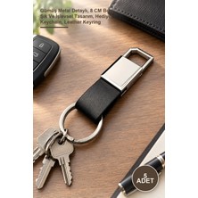 Yenilig 5 Adet Deri Siyah Anahtarlık – Gümüş Metal Detaylı, 8 cm Boy, Şık ve Işlevsel Tasarım, Hediye, Keychain, Leather Keyring