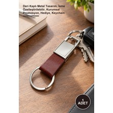 Yenilig 1 Adet Promosyon Deri Kaplı Metal Anahtarlık – Deri Kaplı Metal Tasarım, Isme Özelleştirilebilir, Kurumsal Promosyon, Hediye, Keychain