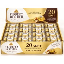 Ferrero Rocher Bütün Fındıklı ve Dolgulu Fındık Parçacıklı Sütlü Çikolata Kaplı Gofret 200 gr x 5 Adet x 4 Adet
