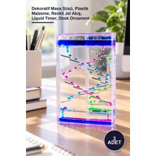 Yenilig 3 Adet Sulu Sıvı Jel Kum Saati – Dekoratif Masa Süsü, Plastik Malzeme, Renkli Jel Akış, Liquid Timer, Desk Ornament