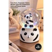 Yenilig 10 Adet Büyük Boy Panda Kar Küresi – Cam Küre, Polyester Taban, Müzikli Işıklı Kar Püskürtme, Dekoratif Snow Globe