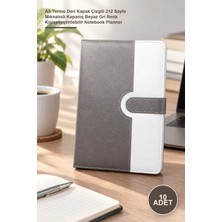 Yenilig 10 Adet Tarihsiz Ajanda Defter – A5 Termo Deri Kapak Çizgili 212 Sayfa Mıknatıslı Kapanış Beyaz Gri Renk Kişiselleştirilebilir Notebook Planner
