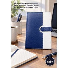 Yenilig 3 Adet Tarihsiz Ajanda Defter – A5 Termo Deri Kapaklı Çizgili Iç Sayfa, Mıknatıslı Kapatma, Ayırıcı Ipli, Kişiye Özel Notebook Diary