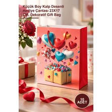 Yenilig 10 Adet Karton Çanta – Küçük Boy Kalp Desenli Hediye Çantası 23X17 Cm, Dekoratif Gift Bag