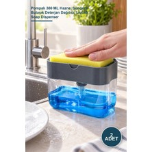 Yenilig 2 Adet Süngerli Sıvı Sabunluk – Pompalı 380 ml Hazne, Süngerli Bulaşık Deterjan Dağıtıcı, Liquid Soap Dispenser