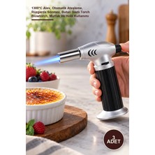 Yenilig 3 Adet Doldurulabilir Pürmüz Çakmak – 1300°C Alev, Otomatik Ateşleme, Rüzgarda Sönmez, Butan Gazlı Torch Blowtorch, Mutfak ve Hobi Kullanımı