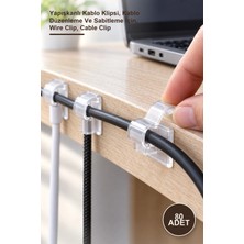 Yenilig 80 Adet Kablo Sabitleyici Klips – Yapışkanlı Kablo Klipsi, Kablo Düzenleme ve Sabitleme Için, Wire Clip, Cable Clip