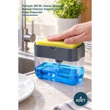 Yenilig 4 Adet Süngerli Sıvı Sabunluk – Pompalı 380 ml Hazne, Süngerli Bulaşık Deterjan Dağıtıcı, Liquid Soap Dispenser