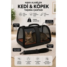 Stile Cucina Hava Alabilen Fileli Kedi ve Köpek Taşıma Çantası – , Katlanabilir, Ayarlanabilir Omuz Askılı, Mdf Tabanlı 8 kg Taşıma Kapasiteli 42X25X28 cm