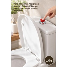 Yenilig 4 Adet Klozet Sifon Tuşu – Kalp Tasarımlı Yapışkanlı Montaj, Dekoratif Banyo Aksesuarı, Flush Button