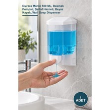 Yenilig 1 Adet Sıvı Sabunluk – Duvara Monte 500 Ml, Basmalı Pompalı, Şeffaf Hazneli, Beyaz Kapak, Wall Soap Dispenser