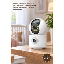Yenilig 4 Adet Çift Lensli Iç Mekan Wi-Fi Kamera – 2 Mp + 2 Mp Çift Lens, 2.4 Ghz Kablosuz Ev Ofis Bebek Izleme, Dual Lens Camera