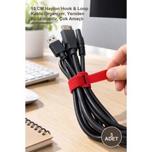 Yenilig 3 Adet Cırt Cırtlı Kablo Düzenleyici Kelepçe – 15 cm Naylon Hook & Loop Kablo Organizer, Yeniden Kullanılabilir, Çok Amaçlı