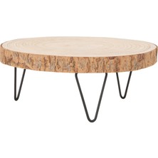 Store Paulownia Metal Ayaklı Kaide, 28 Cm, Doğal Ahşap Rengi