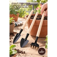 Yenilig 3 Adet Mini Ahşap Hobi Bahçe Seti – Ahşap El Aletleri, Kürek Tırmık Ince Kürek, Bahçe Hobi ve Mini Garden Tools