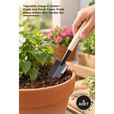 Yenilig 5 Adet Mini Ahşap Hobi Bahçe Seti – Taşınabilir Ahşap El Aletleri Kürek Ince Kürek Tırmık, Pratik Bahçe Aletleri Mini Garden Set