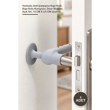 Yenilig 1 Adet Silikon Kapı Kolu Stoperi – Vantuzlu Anti-Çarpışma Kapı Kılıfı, Kapı Kolu Koruyucu, Door Stopper, Açık Gri, 13 cm x 2.6 cm Uyumlu