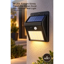 Yenilig 4 Adet Sarı Gün Işıklı Solar Duvar Lambası – 20 Led, Entegre Güneş Paneli, Dış Mekan Duvar Tipi, Outdoor Wall Light