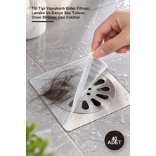 Yenilig 40 Adet Lavabo Gider Süzgeci – Tül Tipi Yapışkanlı Gider Filtresi, Lavabo ve Banyo Saç Tutucu, Drain Strainer Hair Catcher