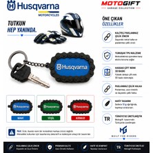 Ümraniye 3D Motogift Husqvarna Logolu Özel Tasarım Zincir Detaylı Motosiklet Anahtarlığı