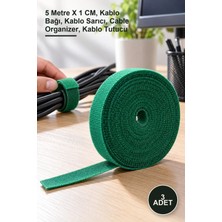 Yenilig 3 Adet Cırt Cırt Kablo Düzenleyici – 5 Metre x 1 Cm, Kablo Bağı, Kablo Sarıcı, Cable Organizer, Kablo Tutucu