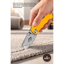 Yenilig 4 Adet Halı Maket Bıçağı – Ergonomik Kaymaz Saplı Katlanabilir Halı Kesme Bıçağı, Değiştirilebilir Bıçak ve Kilit Mekanizması, Carpet Cutter Utility Knife