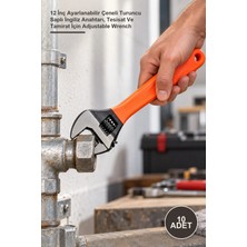 Yenilig 10 Adet Kurbağacık Anahtar – 12 Inç Ayarlanabilir Çeneli Turuncu Saplı Ingiliz Anahtarı, Tesisat ve Tamirat Için Adjustable Wrench