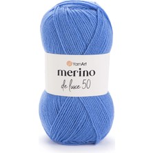 Yarnart Merino De Luxe 50 Mavi Yün El Örgü Ipi 600