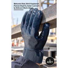 Yenilig 3 Adet Koruyucu Eldiven – Mekanik Risk Nitril Kaplamalı Pamuk Elyaf Iç Astar Lacivert Iş Eldiveni Work Glove