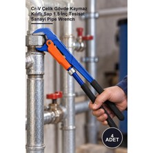 Yenilig 4 Adet Maşalı Çelik Boru Anahtarı – Cr-V Çelik Gövde Kaymaz Kılıflı Sap 1.5 Inç Tesisat Sanayi Pipe Wrench