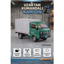 Farbu Oyuncak Uzaktan Kumandalı 1:16 Ölçek Duman Atan Yeşil Kapalı Kasa Kapıları Açılabilir LED Işıklı Kamyonet