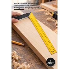 Yenilig 5 Adet Metal Masa Gönyesi – 40 cm Sarı Renk Metal Gövde Cetveliyle 90° Açı Kontrolü Marangozluk Atölye Try Square