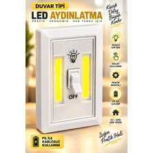 Duvar Tipi LED Aydınlatma Lambası Beyaz Işık Kablosuz Pilli Pratik Gece Lambası Dolap Koridor Ev ve Ofis Kullanımı