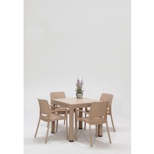 Rattan Cappucino Kollu 4 Sandalye Masa Takımı - Bahçe&balkon&teras