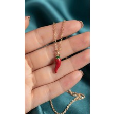 Ayen Accessories Çelik Şans Biberi Kolye | Gold Italyan Biberi | Çelik Italyan Boynuzu Kolye