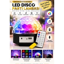 Rgb LED Disko Topu Bluetooth USB Müzik Çalar Kumandalı Renkli Işık Efektli Parti ve Eğlence Lambası