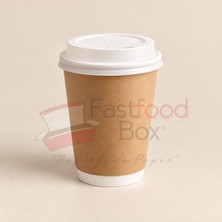 Fastfood Box Kraft 8 Oz Double Wall Kahve Bardağı + Kapak 100 Adet