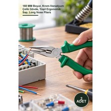 Yenilig 2 Adet Kargaburun Pense – 160 mm Boyut, Krom-Vanadyum Çelik Gövde, Yeşil Ergonomik Sap, Long Nose Pliers