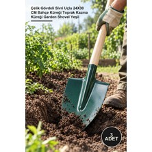 Yenilig 3 Adet Bel Küreği – Çelik Gövdeli Sivri Uçlu 24X30 cm Bahçe Küreği Toprak Kazma Küreği Garden Shovel Yeşil
