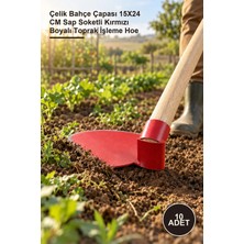 Yenilig 10 Adet Yarımay Çapa – Çelik Bahçe Çapası 15X24 cm Sap Soketli Kırmızı Boyalı Toprak Işleme Hoe