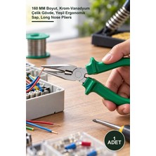 Yenilig 1 Adet Kargaburun Pense – 160 mm Boyut, Krom-Vanadyum Çelik Gövde, Yeşil Ergonomik Sap, Long Nose Pliers