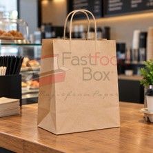 Fastfood Box Kraft Çanta 25X12X31 cm – Kağıt Alışveriş ve Paket Servis Çantası