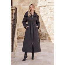 Misswhence Fermuar ve Dikiş Detaylı Şişme Mont 40536 Kahve