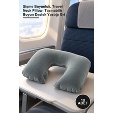 Yenilig 10 Adet Seyahat Yastığı – Şişme Boyunluk, Travel Neck Pillow, Taşınabilir Boyun Destek Yastığı Gri