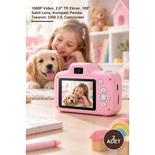 Yenilig 2 Adet Mini Kamera Fotoğraf Makinesi – 1080P Video, 2.0'' Tft Ekran, 100° Sabit Lens, Kompakt Pembe Tasarım, USB 2.0, Camcorder