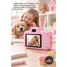 Yenilig 4 Adet Mini Kamera Fotoğraf Makinesi – 1080P Video, 2.0'' Tft Ekran, 100° Sabit Lens, Kompakt Pembe Tasarım, USB 2.0, Camcorder