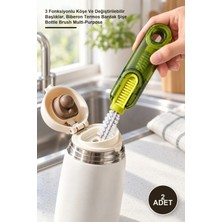 Yenilig 2 Adet Çok Amaçlı Temizleme Fırçası – 3 Fonksiyonlu Köşe ve Değiştirilebilir Başlıklar, Biberon Termos Bardak Şişe Bottle Brush Multi-Purpose