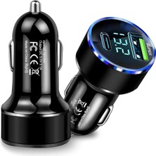 Araç Içi USB 3.0 Type C 20W Soketli Çakmaklık Güç Adaptörü Tüm Cihazlar 12V-24V